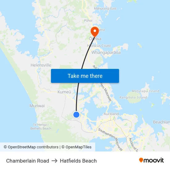 Chamberlain Road to Hatfields Beach map