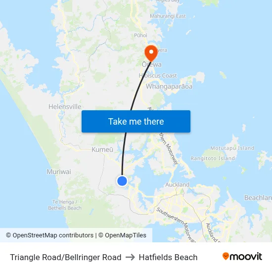 Triangle Road/Bellringer Road to Hatfields Beach map