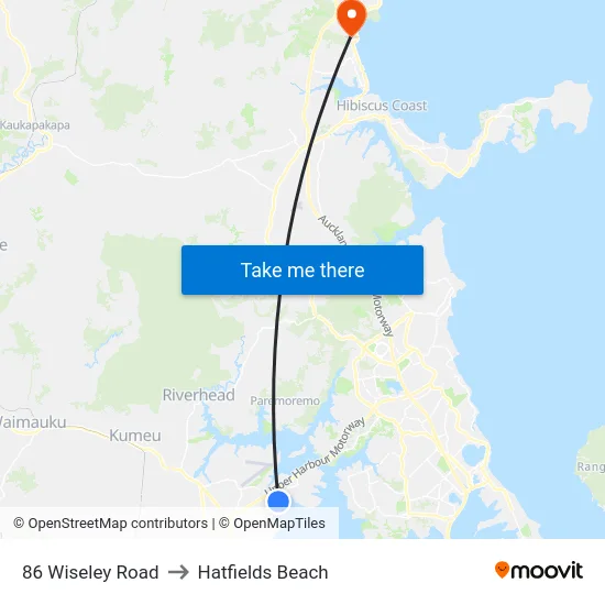 86 Wiseley Road to Hatfields Beach map