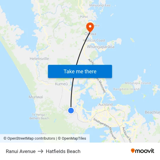 Ranui Avenue to Hatfields Beach map