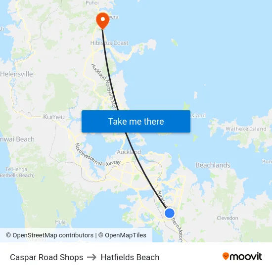Caspar Road Shops to Hatfields Beach map