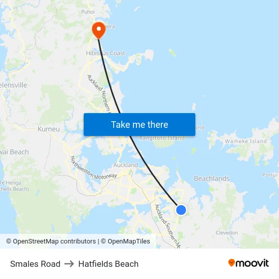 Smales Road to Hatfields Beach map