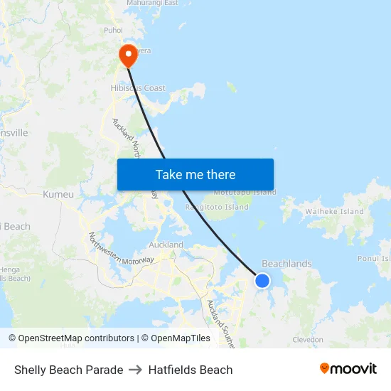Shelly Beach Parade to Hatfields Beach map