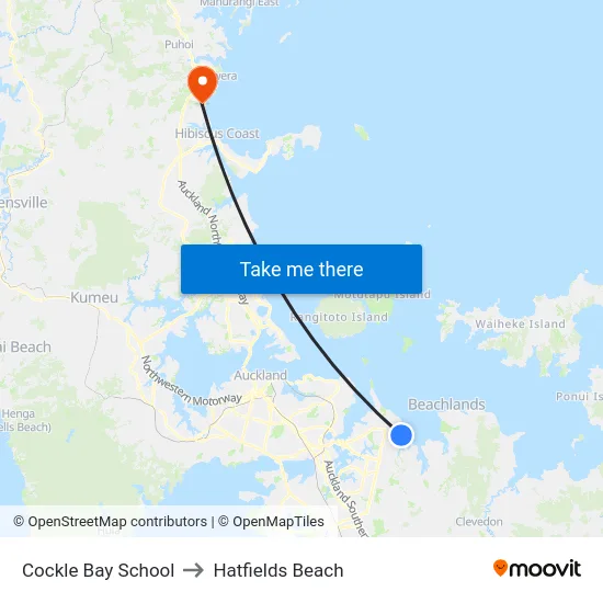 Cockle Bay School to Hatfields Beach map