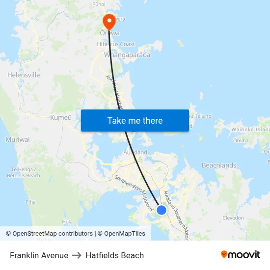 Franklin Avenue to Hatfields Beach map