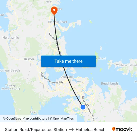 Station Road/Papatoetoe Station to Hatfields Beach map
