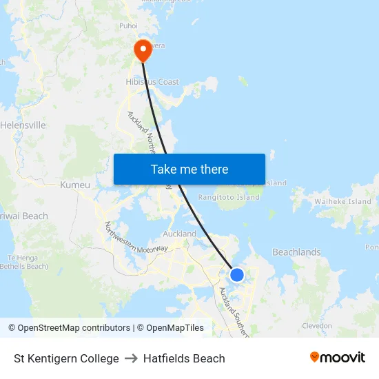 St Kentigern College to Hatfields Beach map