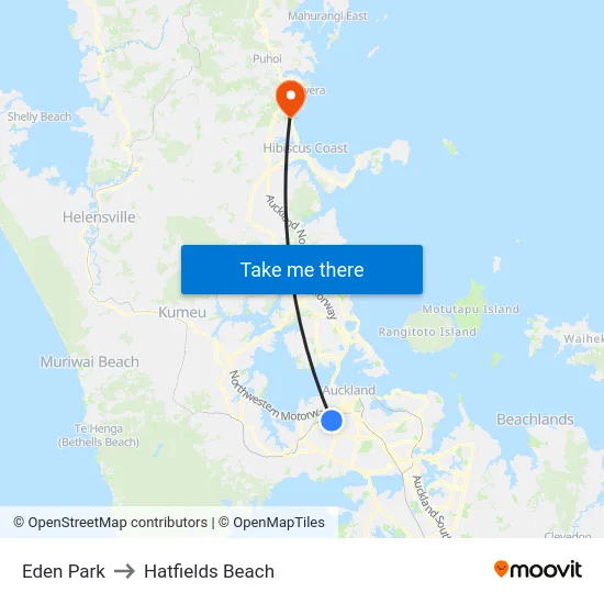 Eden Park to Hatfields Beach map