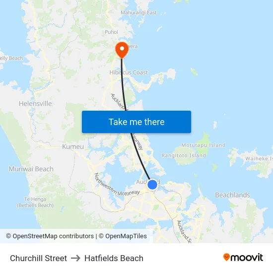 Churchill Street to Hatfields Beach map