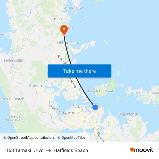 163 Tamaki Drive to Hatfields Beach map
