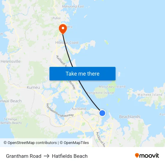 Grantham Road to Hatfields Beach map