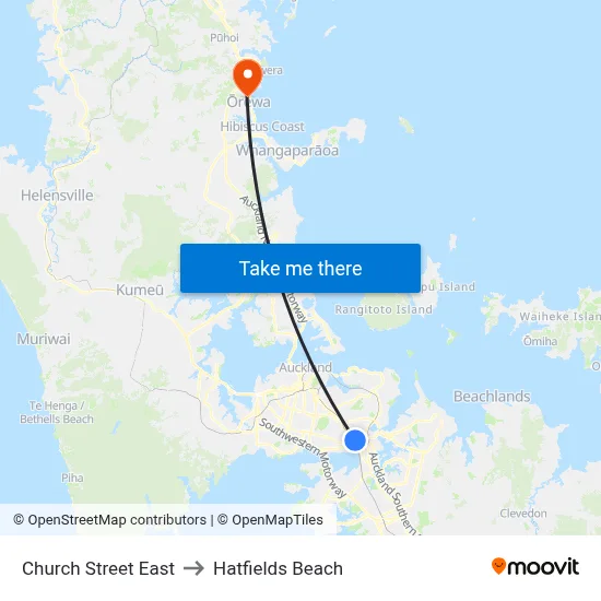 Church Street East to Hatfields Beach map