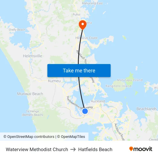Waterview Methodist Church to Hatfields Beach map