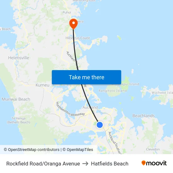 Rockfield Road/Oranga Avenue to Hatfields Beach map