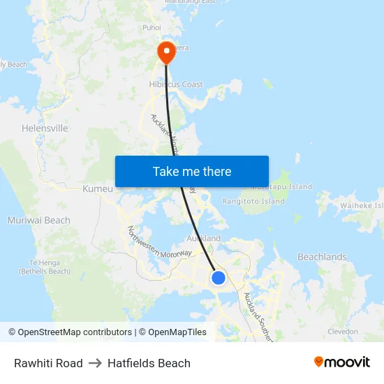 Rawhiti Road to Hatfields Beach map