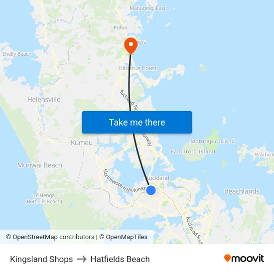 Kingsland Shops to Hatfields Beach map