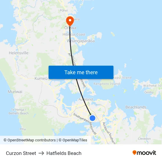 Curzon Street to Hatfields Beach map
