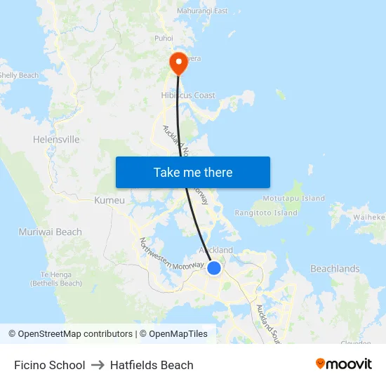 Ficino School to Hatfields Beach map