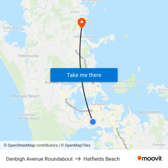 Denbigh Avenue Roundabout to Hatfields Beach map