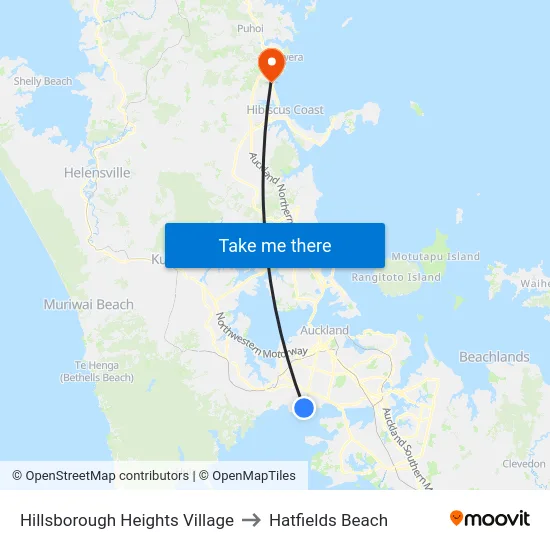 Hillsborough Heights Village to Hatfields Beach map