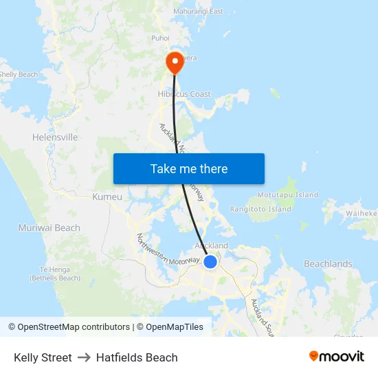 Kelly Street to Hatfields Beach map