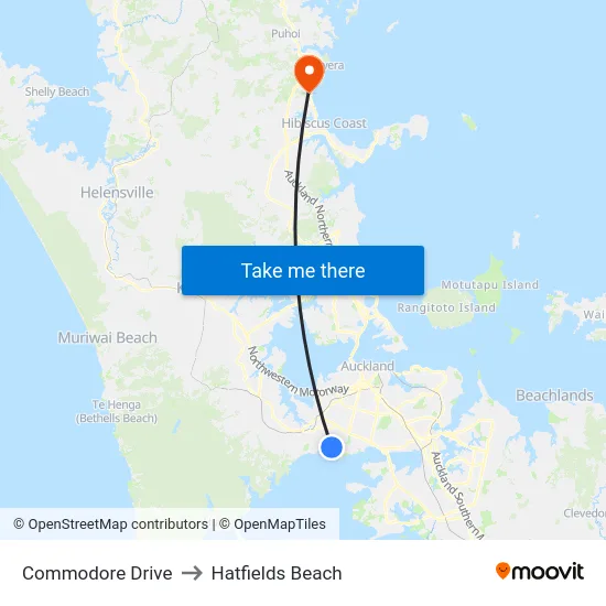 Commodore Drive to Hatfields Beach map