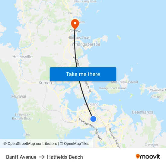 Banff Avenue to Hatfields Beach map