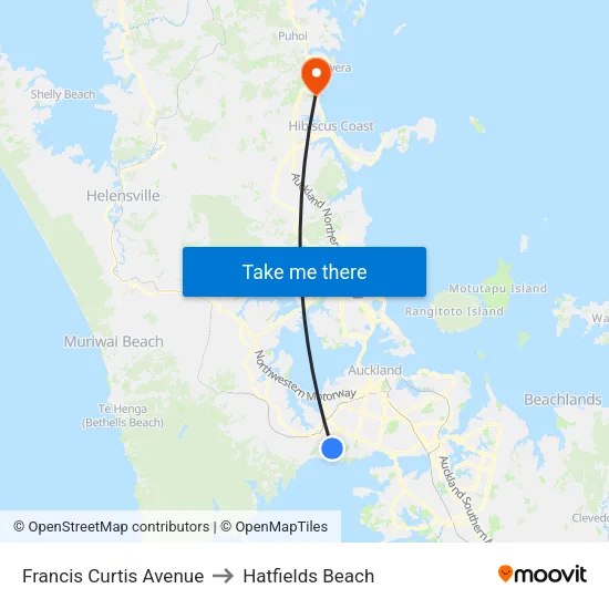 Francis Curtis Avenue to Hatfields Beach map
