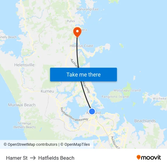 Hamer St to Hatfields Beach map