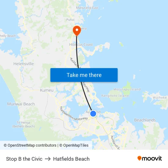 Stop B the Civic to Hatfields Beach map