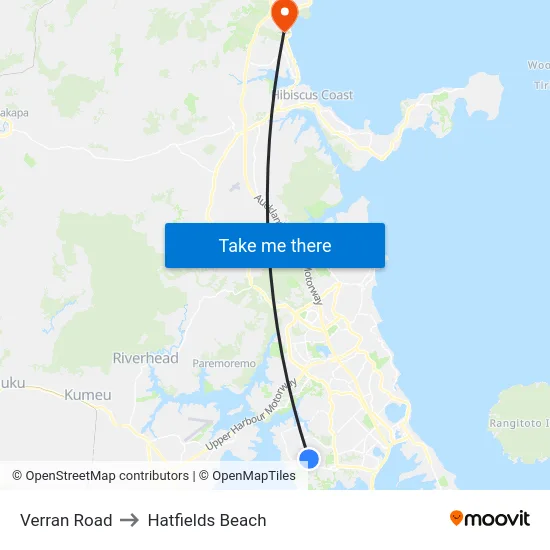 Verran Road to Hatfields Beach map