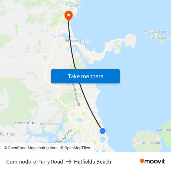 Commodore Parry Road to Hatfields Beach map