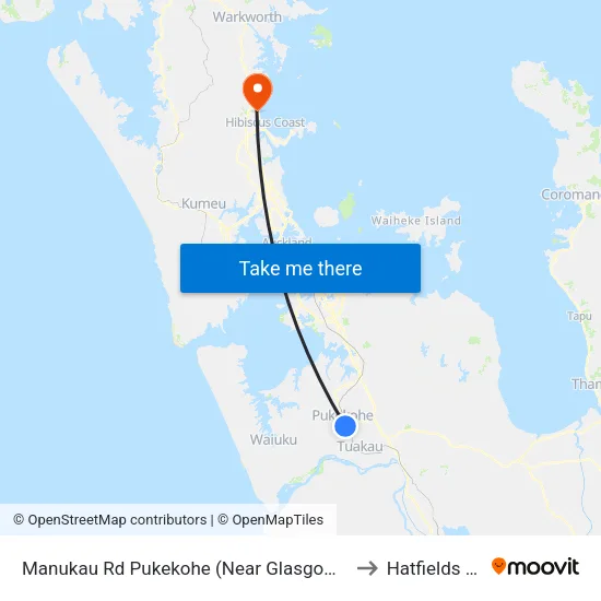 Manukau Rd, Pukekohe (Near Glasgow Rd) to Hatfields Beach map