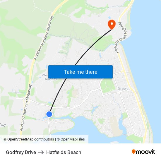 Godfrey Drive to Hatfields Beach map