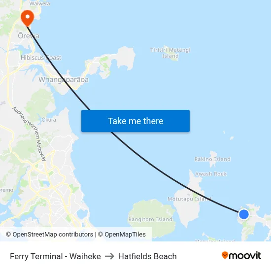 Ferry Terminal - Waiheke to Hatfields Beach map