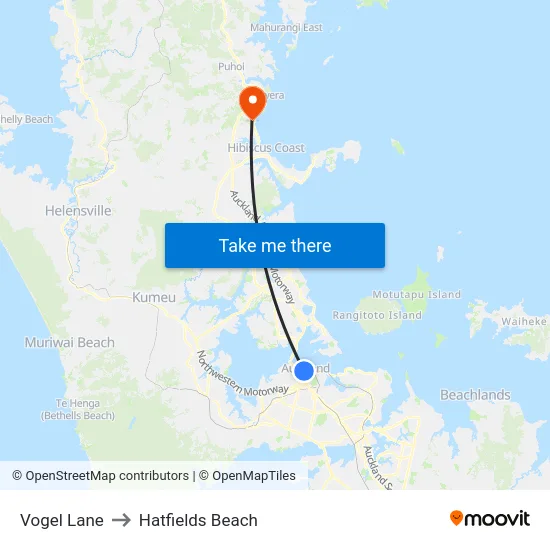 Vogel Lane to Hatfields Beach map