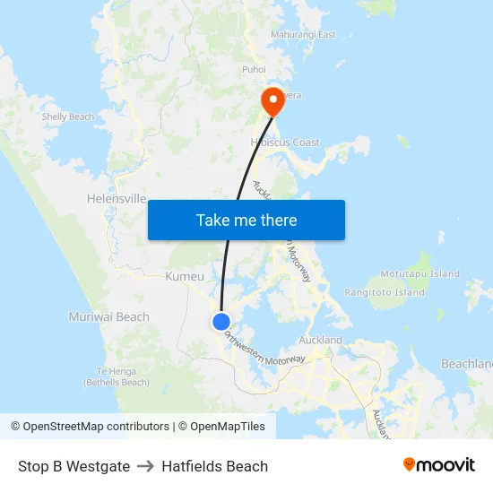 Stop B Westgate to Hatfields Beach map