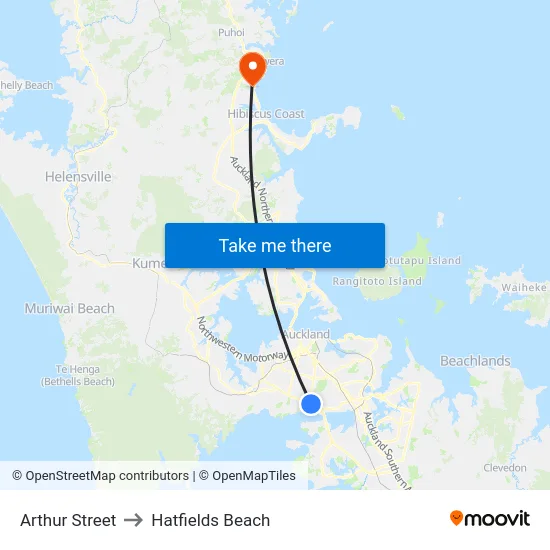 Arthur Street to Hatfields Beach map