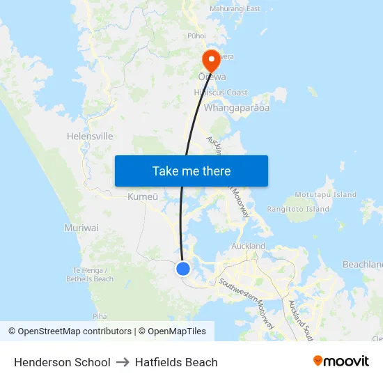 Henderson School to Hatfields Beach map