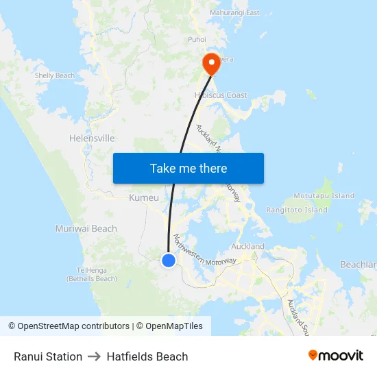 Ranui Station to Hatfields Beach map