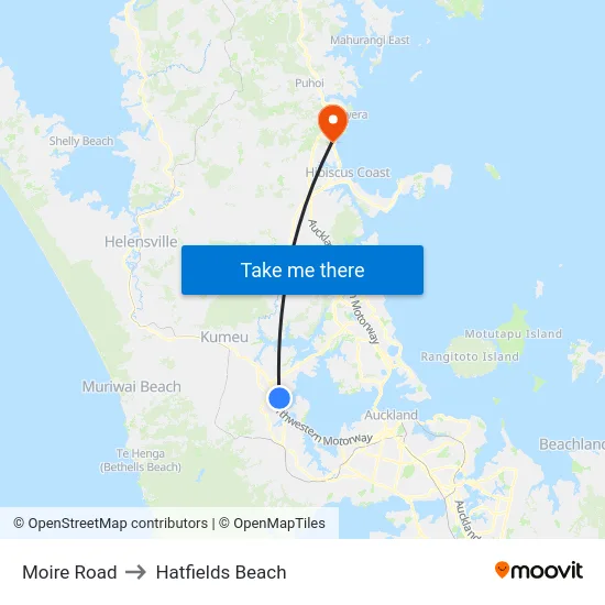 Moire Road to Hatfields Beach map