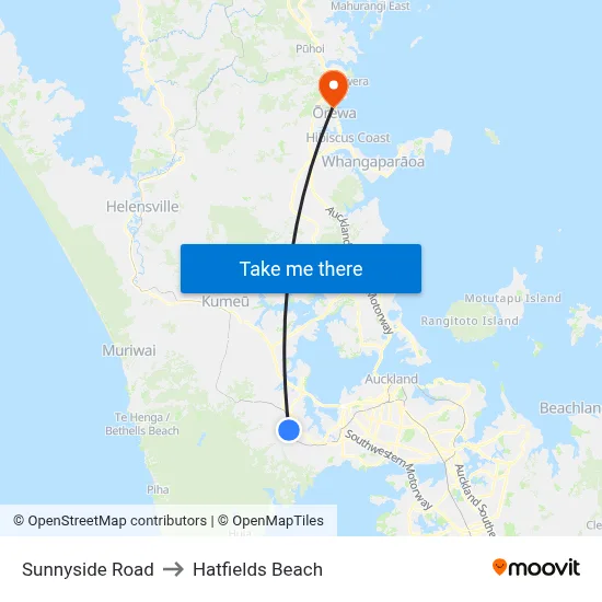 Sunnyside Road to Hatfields Beach map