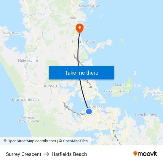 Surrey Crescent to Hatfields Beach map