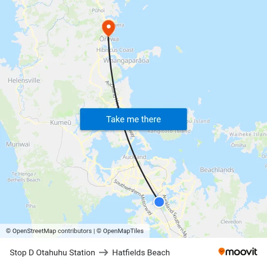Stop D Otahuhu Station to Hatfields Beach map
