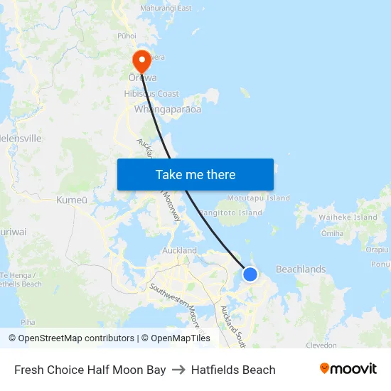 Fresh Choice Half Moon Bay to Hatfields Beach map