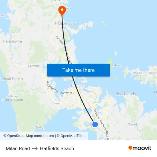 Milan Road to Hatfields Beach map