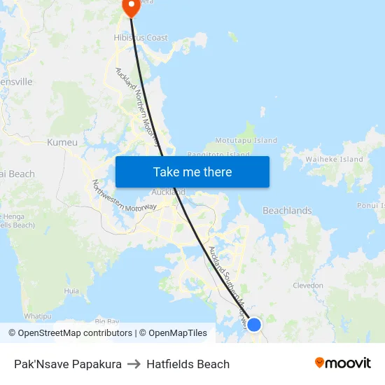 Pak'Nsave Papakura to Hatfields Beach map