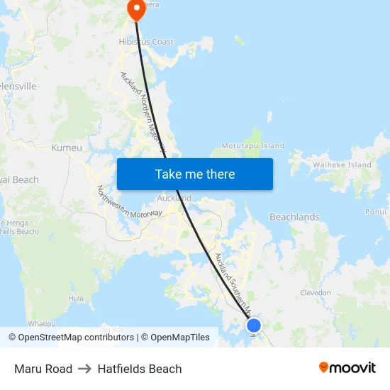 Maru Road to Hatfields Beach map