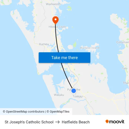 St Joseph's Catholic School to Hatfields Beach map