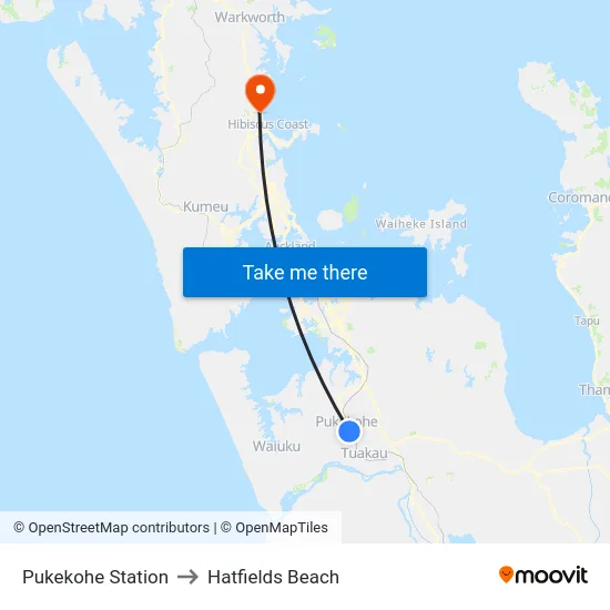 Pukekohe Station to Hatfields Beach map
